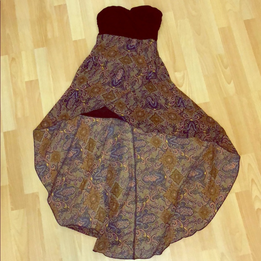 Strapless hi-low dress